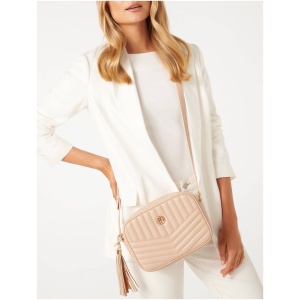 Forever New Women's Quinn Quilted Camera Bag Signature in Nude