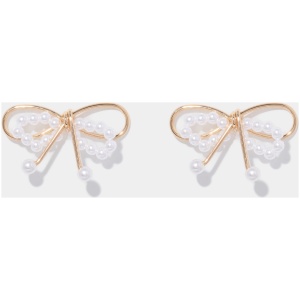 Forever New Women's Sage Bow & Metal Earrings in Gold/Pearl