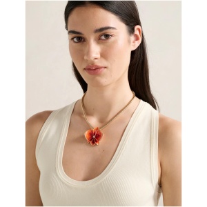 Forever New Women's Signature Orchid Enamel Necklace in Orange