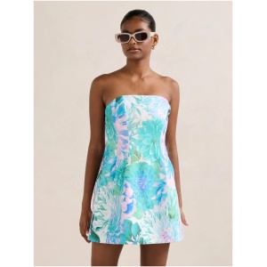 Forever New Women's Skye Petite Strapless Mini Dress in Blue Carmen Floral