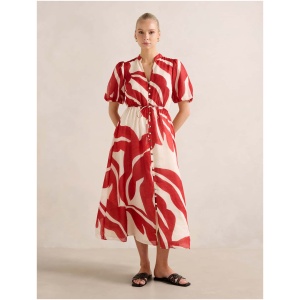 Forever New Women's Sophie Puff Sleeve Midi Dress in Nusa Leaf