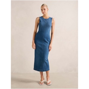 Forever New Women's Tara Denim Midi Dress in Mid Wash
