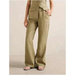 Forever New Women's Tia Linen Wide Leg Pants in Washed Khaki Set