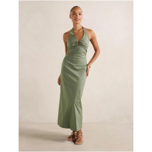 Forever New Women's Tia Stretch Cotton Halter Midi Dress in Garden Green