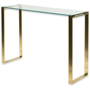 Freder Glass Console Table - Brushed Gold Base by Interior Secrets - AfterPay Available