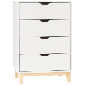 Freja Modern Scandinavian Chest Of 4-Drawers Tallboy Storage Cabinet - White/Natural
