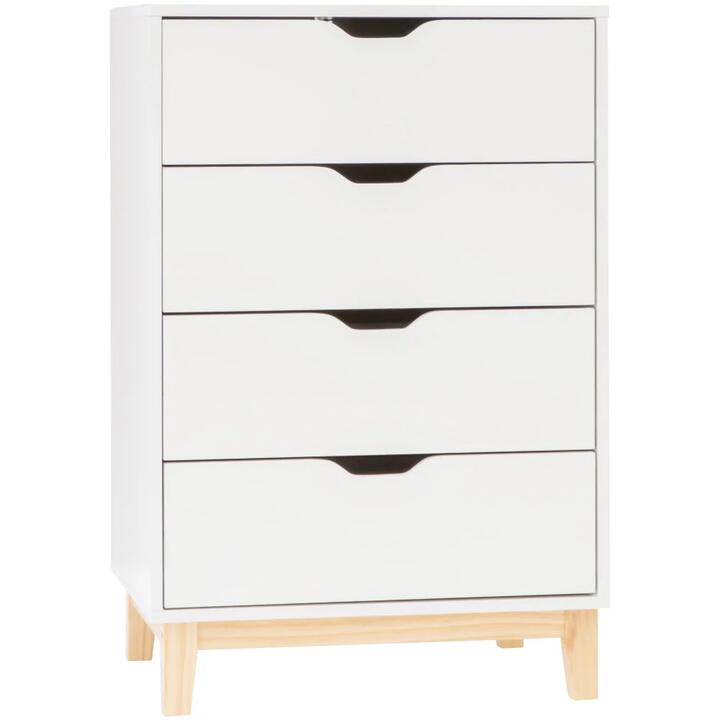 Freja Modern Scandinavian Chest Of 4-Drawers Tallboy Storage Cabinet - White/Natural