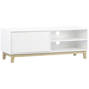 Freja Modern Scandinavian Compact Entertainment Unit TV Stand 120cm - White/Natural