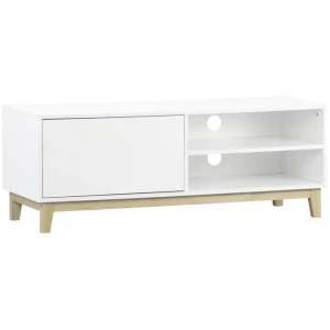 Freja Modern Scandinavian Compact Entertainment Unit TV Stand 120cm - White/Natural