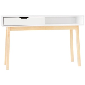 Freja Modern Scandinavian Hall Console Hallway Table W/ 1-Drawer - White/Natural