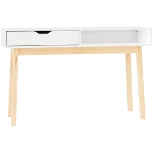 Freja Modern Scandinavian Hall Console Hallway Table W/ 1-Drawer - White/Natural