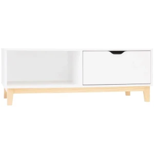 Freja Modern Scandinavian Rectangular Coffee Table W/ 1-Drawer - White/Natural