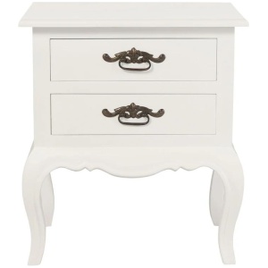 French Provincial 2 Drawer Side Table (White)