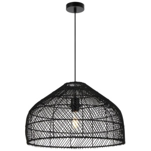 Frya Contemporary Pendant Hanging Lamp Light Metal Rattan Black