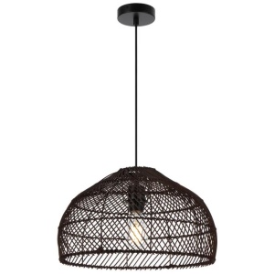 Frya Contemporary Pendant Hanging Lamp Light Metal Rattan Brown Black