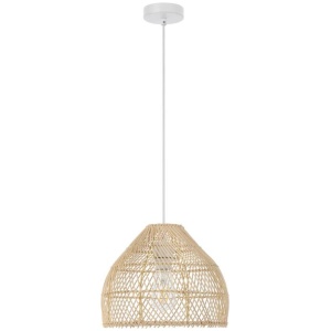 Frya Contemporary Pendant Hanging Lamp Light Metal Rattan Natural White