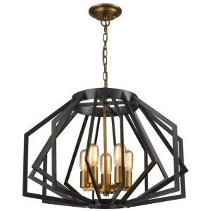 GAMBA Pendant Lamp Light Interior ES X 5 Antique Brass Wide Angular Cage OD600mm