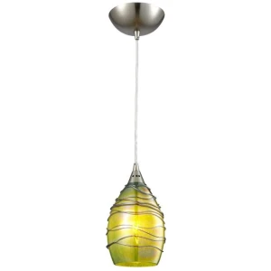 GLAZE Pendant Lamp Light Interior ES Olive Green Glass Ellipse with Twist OD115mm