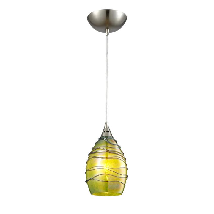 GLAZE Pendant Lamp Light Interior ES Olive Green Glass Ellipse with Twist OD115mm
