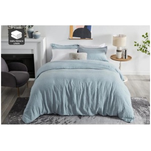 Gabriel French Linen Chambray Quilt Cover Set Blue