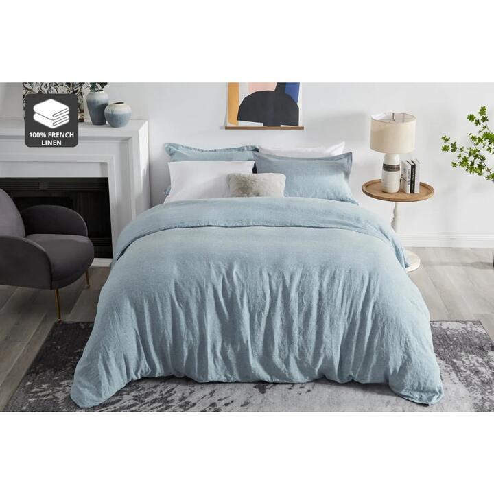 Gabriel French Linen Chambray Quilt Cover Set Blue