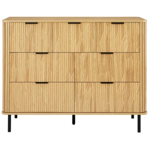 Galene Dresser Lowboy Chest Of 7-Drawers Storage Cabinet Slat Oak