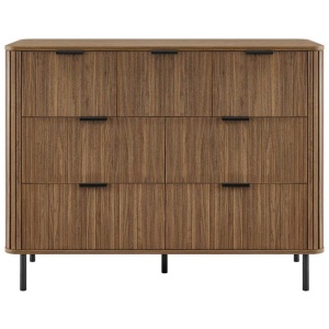 Galene Dresser Lowboy Chest Of 7-Drawers Storage Cabinet Slat Walnut