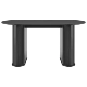 Galene Wooden Rectangular Kitchen Dining Table 160cm Slat Black