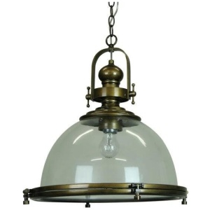 Gandara Classic Pendant Light Lamp industrial Bell Shape Chain Cord 120cm - Clear Antique Brass