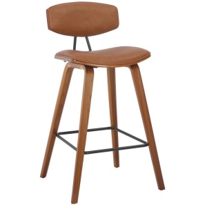 Ganesh Retro PU Leather Kitchen Counter Bar Stool Wooden Legs - Brown