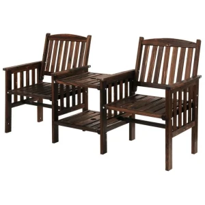 Garden Bench Chair Table Loveseat Wooden Outdoor Furniture Patio Park Charcoal Brown