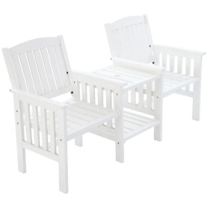 Garden Bench Chair Table Loveseat Wooden Outdoor Furniture Patio Park White