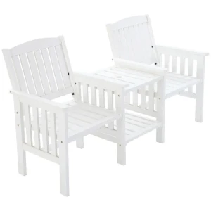 Garden Bench Chair Table Loveseat Wooden Outdoor Furniture Patio Park White