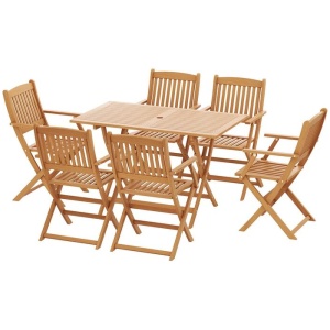 Gardeon 7PCS Outdoor Dining Set Garden Chairs Table Patio Foldable 6 Seater Wood