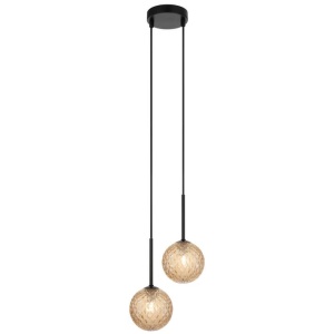 Gaston Modern Pendant Hanging Lamp Light Glass Metal Amber Black Matte