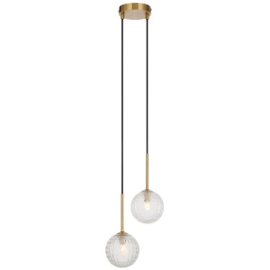 Gaston Modern Pendant Hanging Lamp Light Glass Metal Antique Gold Clear Polished