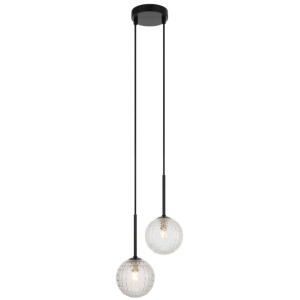 Gaston Modern Pendant Hanging Lamp Light Glass Metal Black Clear Matte