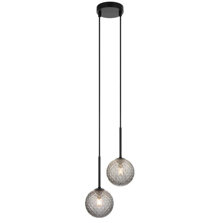 Gaston Modern Pendant Hanging Lamp Light Glass Metal Black Smoke Matte