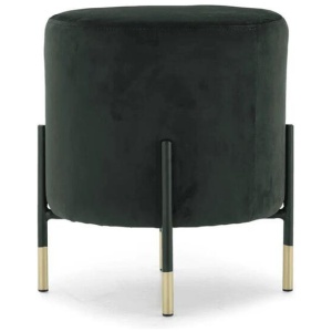 Gina Modern Velvet Fabric Ottoman Foot Stool W/ Gold Tip - Forest Green