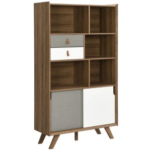 Grant Bookcase Display Shelf Storage Cabinet - Walnut