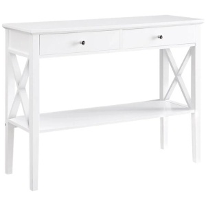 Hailey Hallway Console Hall Display Table W/ 2-Drawer Storage - White