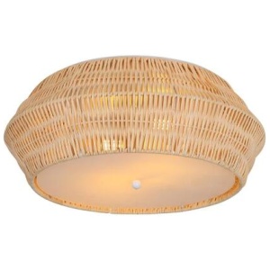 Halo Elegant Rustic Pendant Light Intricate Rattan Shade