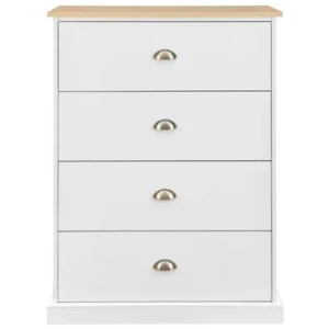 Hampton Elegant Chest of 4-Drawers Tallboy Storage Cabinet - White/Natural