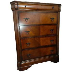 Hamshire Solid Wooden Chest Of Drawers Tallboy Storage Cabinet - Burnished Cherry