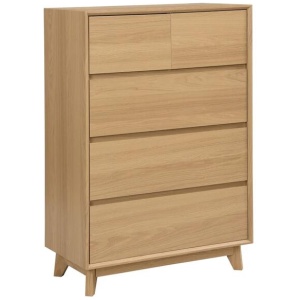 Hannah Wooden Chest Of 5-Drawers Tallboy Storage Cabinet - Oak