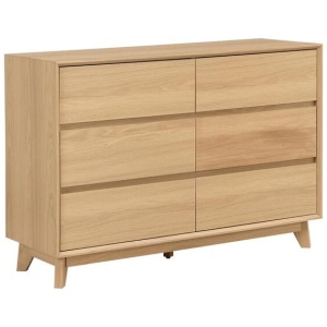 Hannah Wooden Dresser Chest Of 6-Drawers Storage Cabinet - Oak