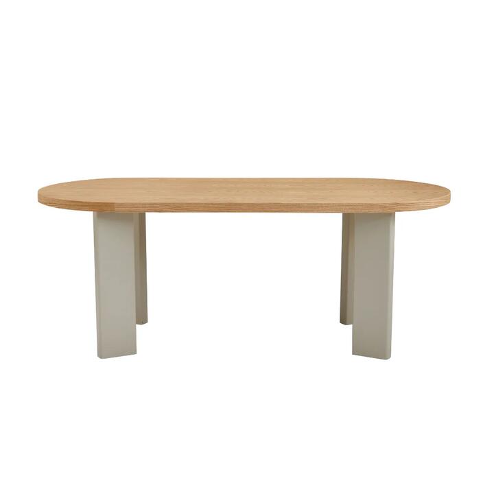 Harcon Country Style Wooden Rectangular Kitchen Dining Table 200cm Oak / Grey