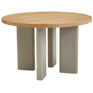 Harcon Country Style Wooden Round Kitchen Dining Table 120cm Oak / Grey