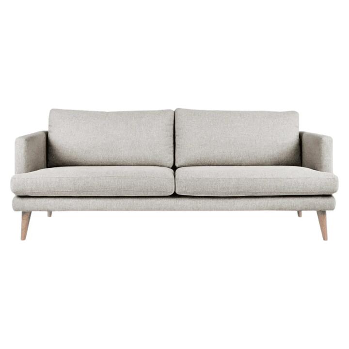 Harper 3-Seater Modern Fabric Sofa Solid Timber Legs - Light Grey