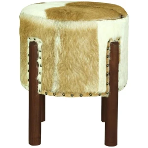 Heritage Genuine Goat Hide Ottoman/Footstool